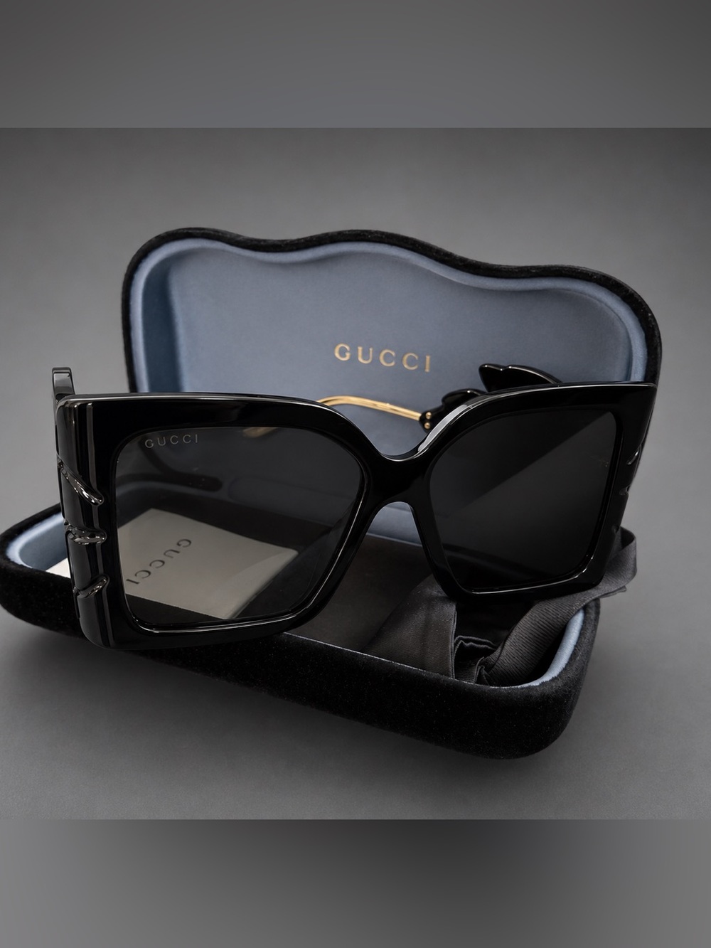 Gucci Black Oversized Cat-Eye Sunglasses